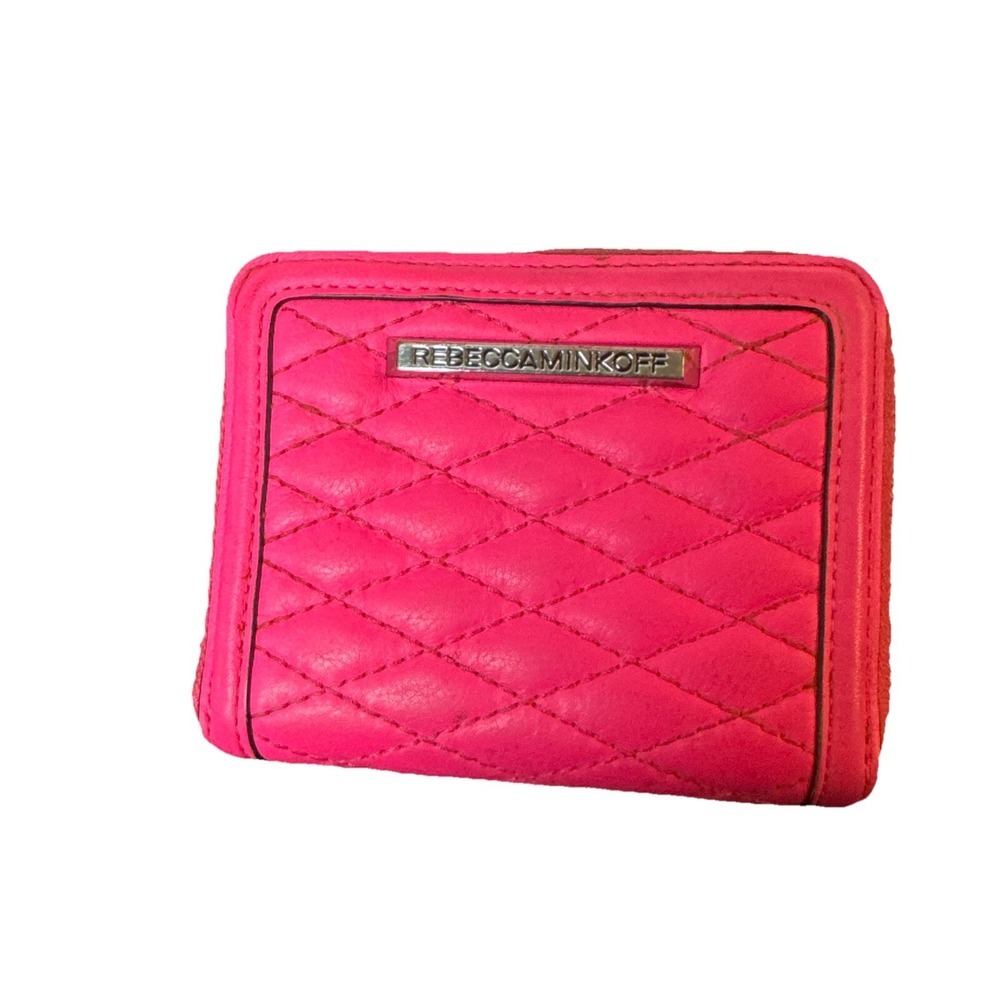 REBECCA MINKOFF Mini Ava Zip Quilted Leather Wallet Electric Pink UGC